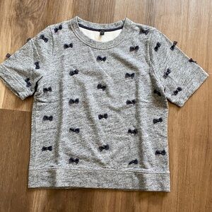J. Crew Heather Gray Tee with Dark Blue Bows